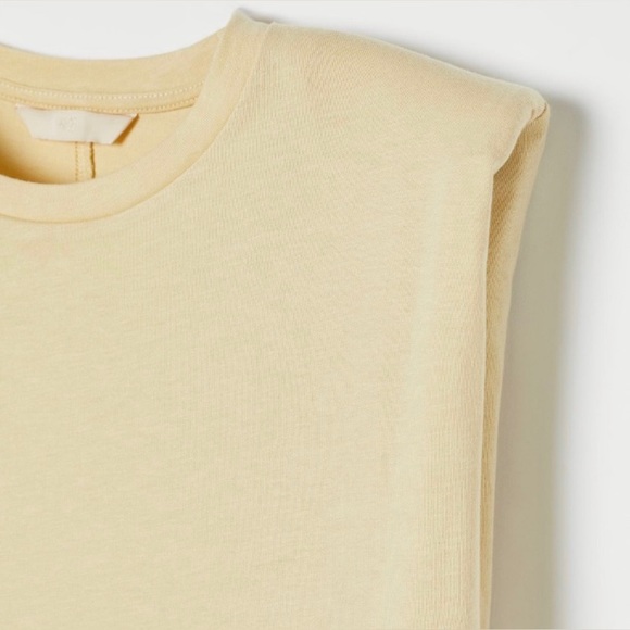 H&M Sleeveless Should Pad Tank Light Yellow Sz M - Picture 2 of 7